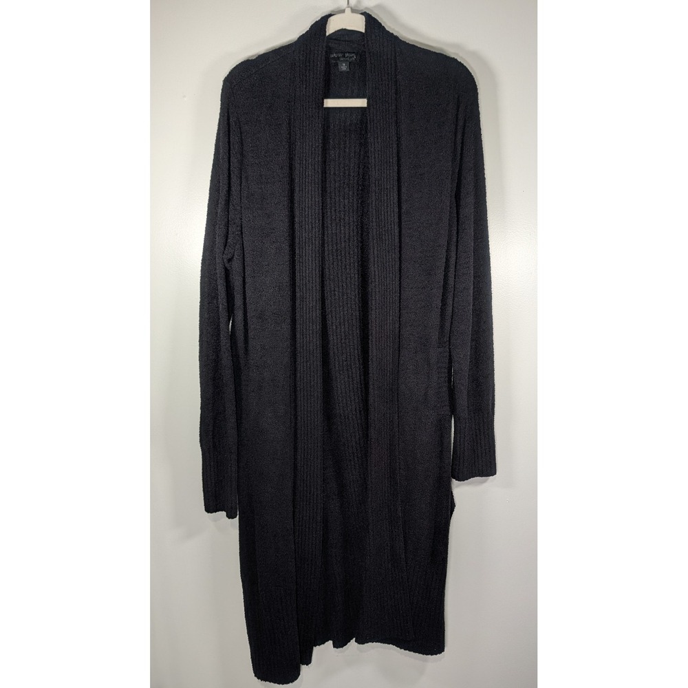 Barefoot Dreams CozyChic Lite Long Cardigan Black Duster 1X QVXCL1079